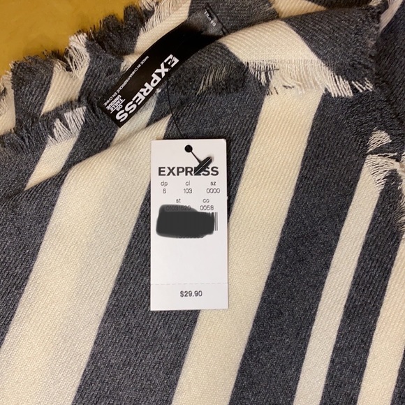 NWT Express Diagonal Stripe Grey & Cream Square Scarf - Picture 2 of 2